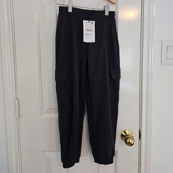 Zara Black Cargo Pants - Size 8 - Picture 2 of 4